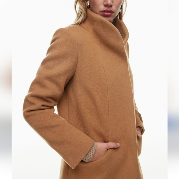 Aritzia Wilfred The Cocoon Cashmere Italian Virgin Wool Tan Coat - Picture 8 of 14